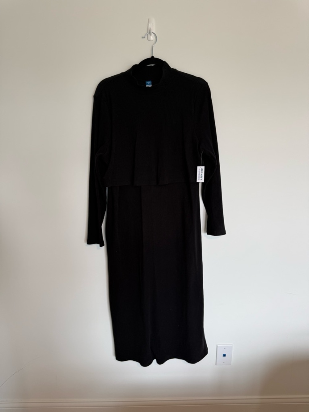Old Navy Black Long Sleeve Maternity Knit Dress NWT